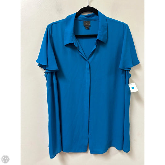 Blouse Short Sleeve By Worthington In Blue, Size: 2x