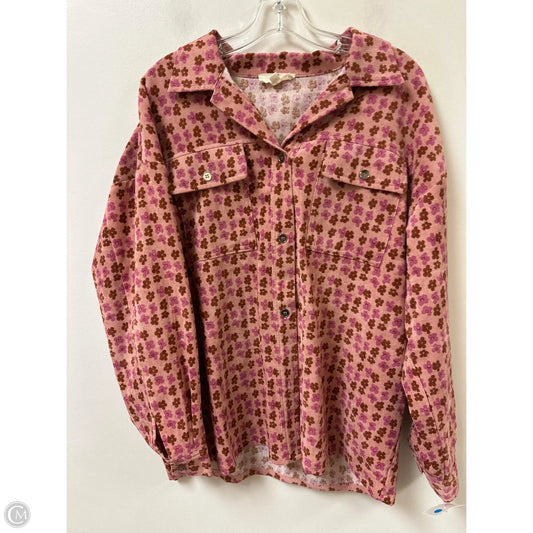 Jacket Shirt By Entro In Pink, Size: M