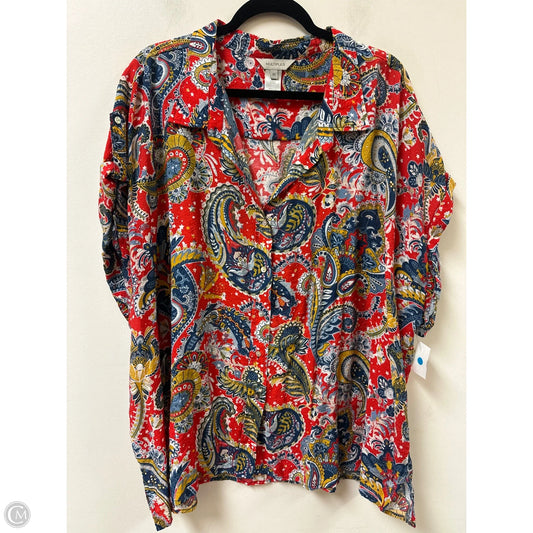 Blouse Short Sleeve By Multiples In Red, Size: 3x