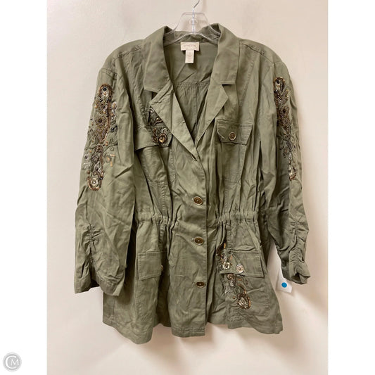 Jacket Utility By Chicos In Green, Size: Xl