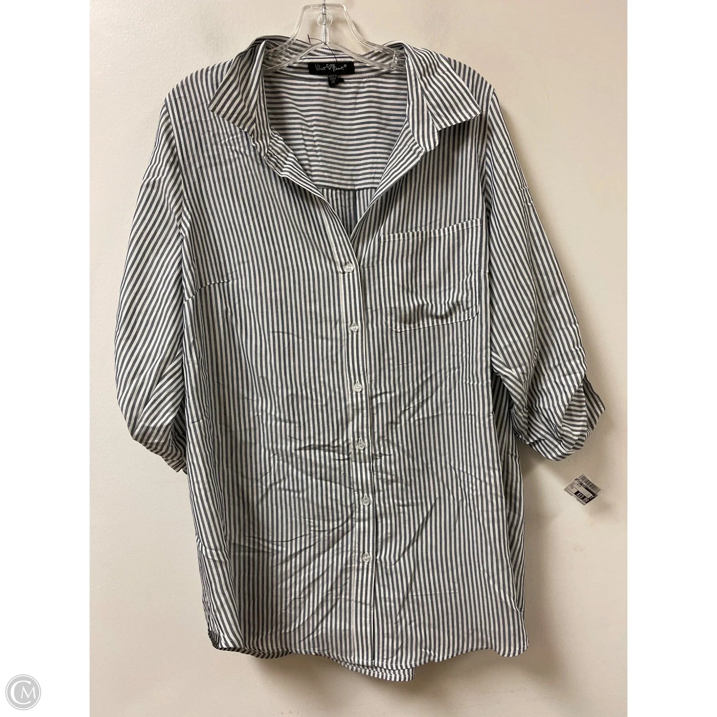 Blouse Long Sleeve By Velvet Heart In Grey, Size: 1x