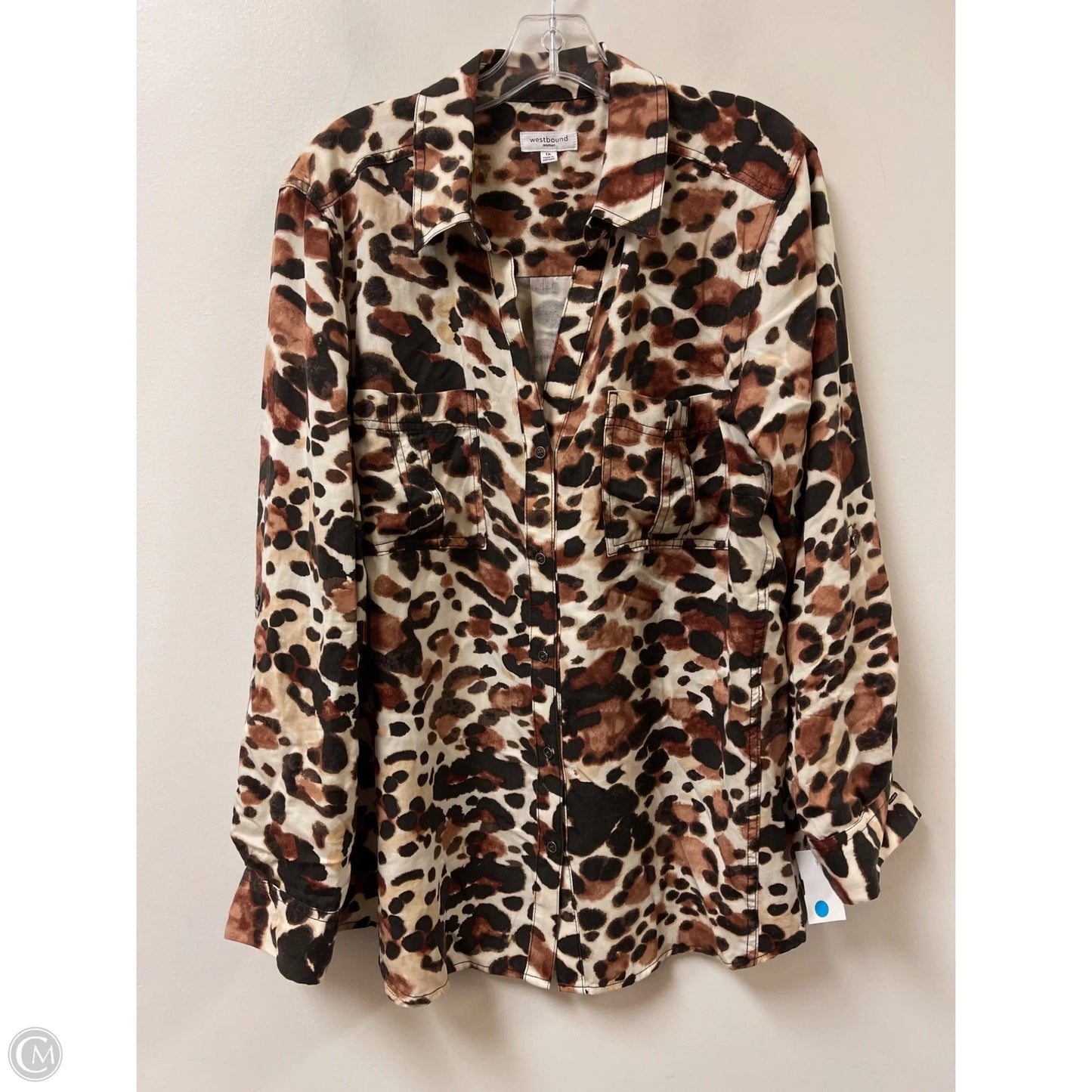 Blouse Long Sleeve By West Bound In Animal Print, Size: 1x