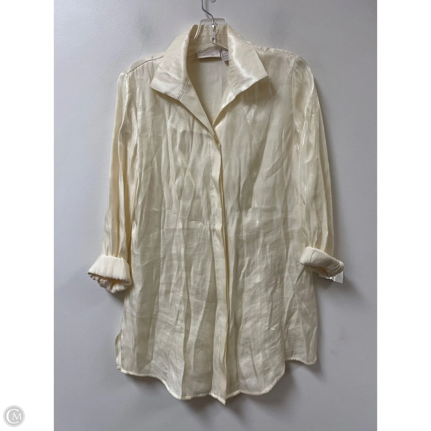 Blouse Long Sleeve By Chicos In Yellow, Size: S