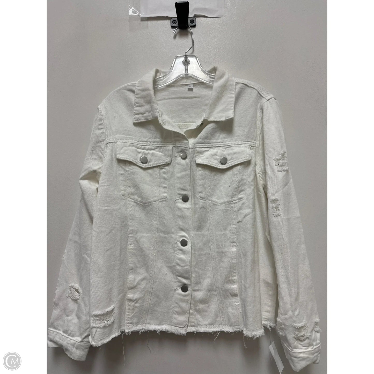 Jacket Denim By Clothes Mentor In White Denim, Size: Xl