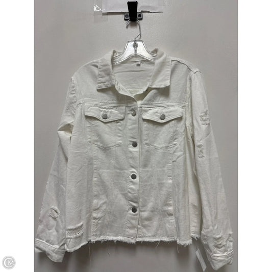 Jacket Denim By Clothes Mentor In White Denim, Size: Xl