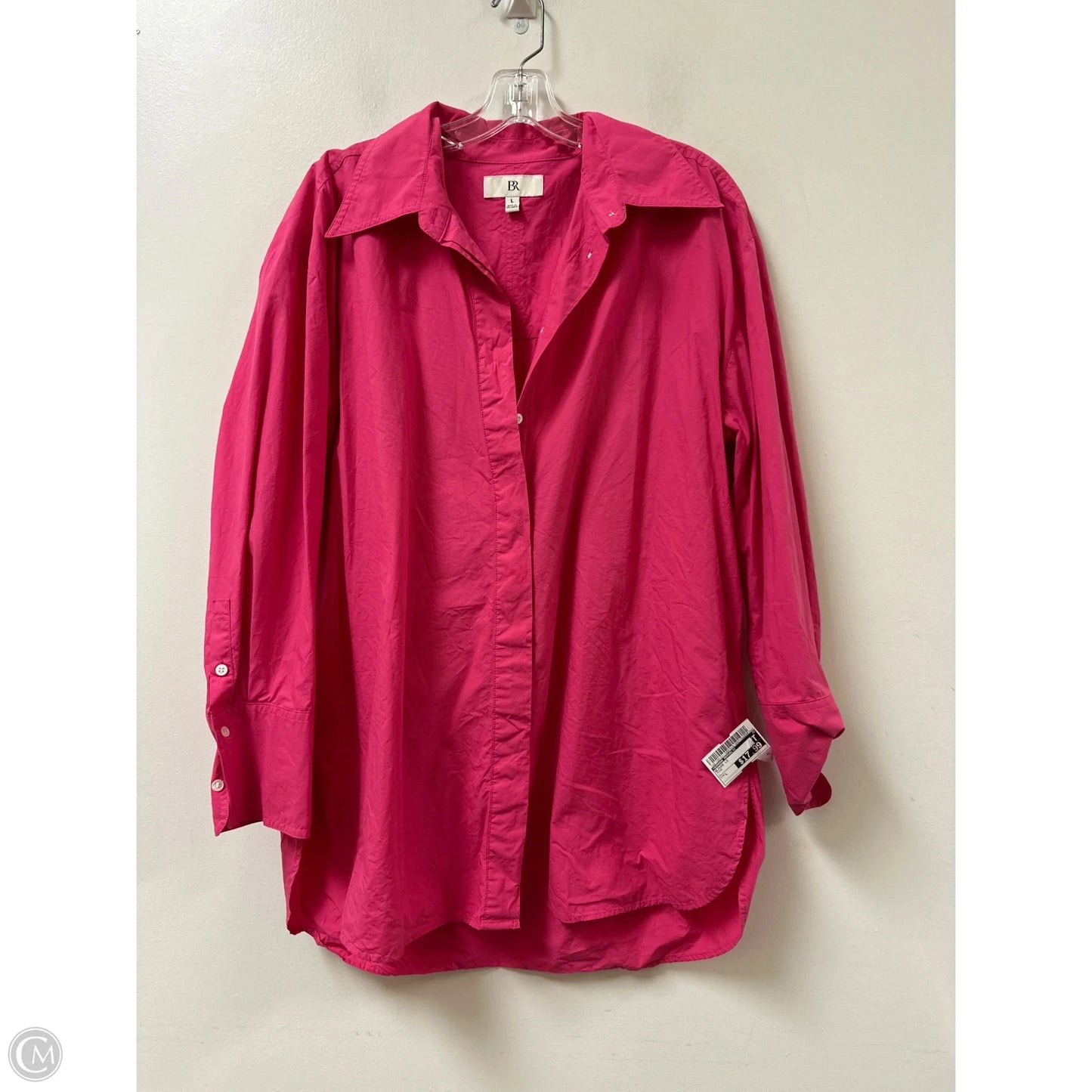 Blouse Long Sleeve By Banana Republic In Pink, Size: L