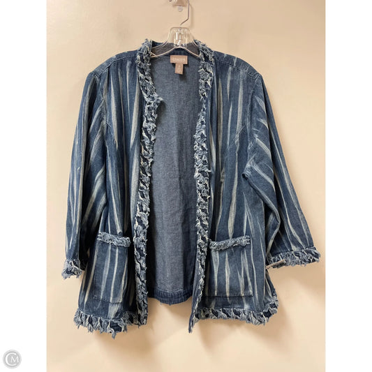Jacket Denim By Chicos In Blue Denim, Size: Xl