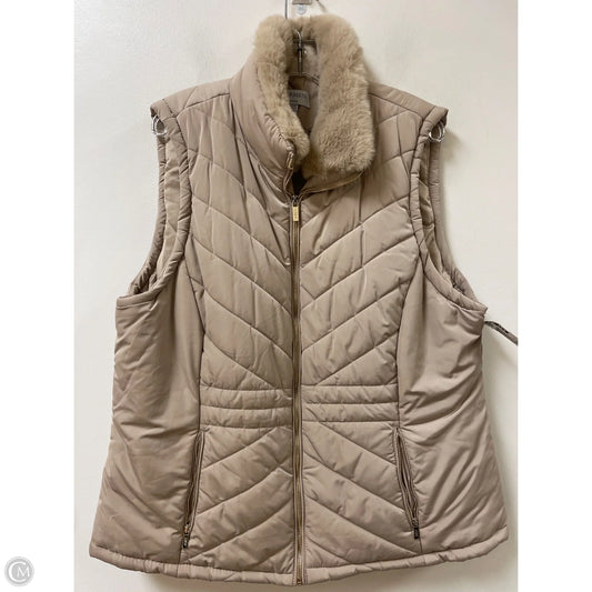 Vest Puffer & Quilted By Carmen Marc Valvo In Tan, Size: 1x