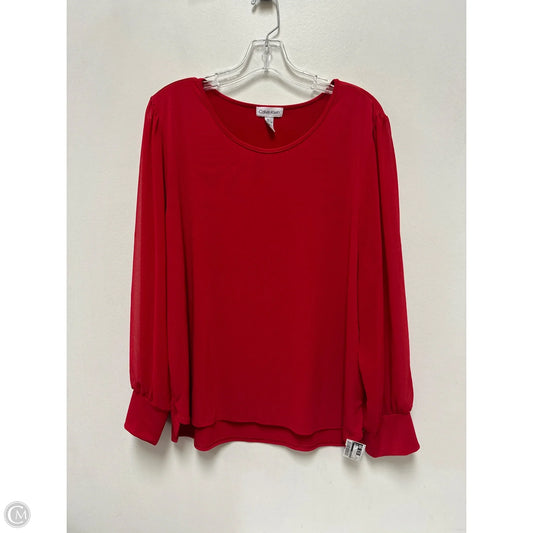 Top Long Sleeve By Calvin Klein In Red, Size: Xl
