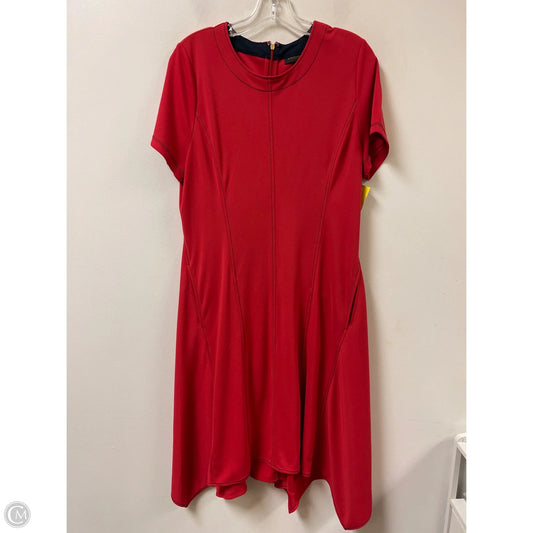 Dress Casual Midi By Donna Karan In Red, Size: L