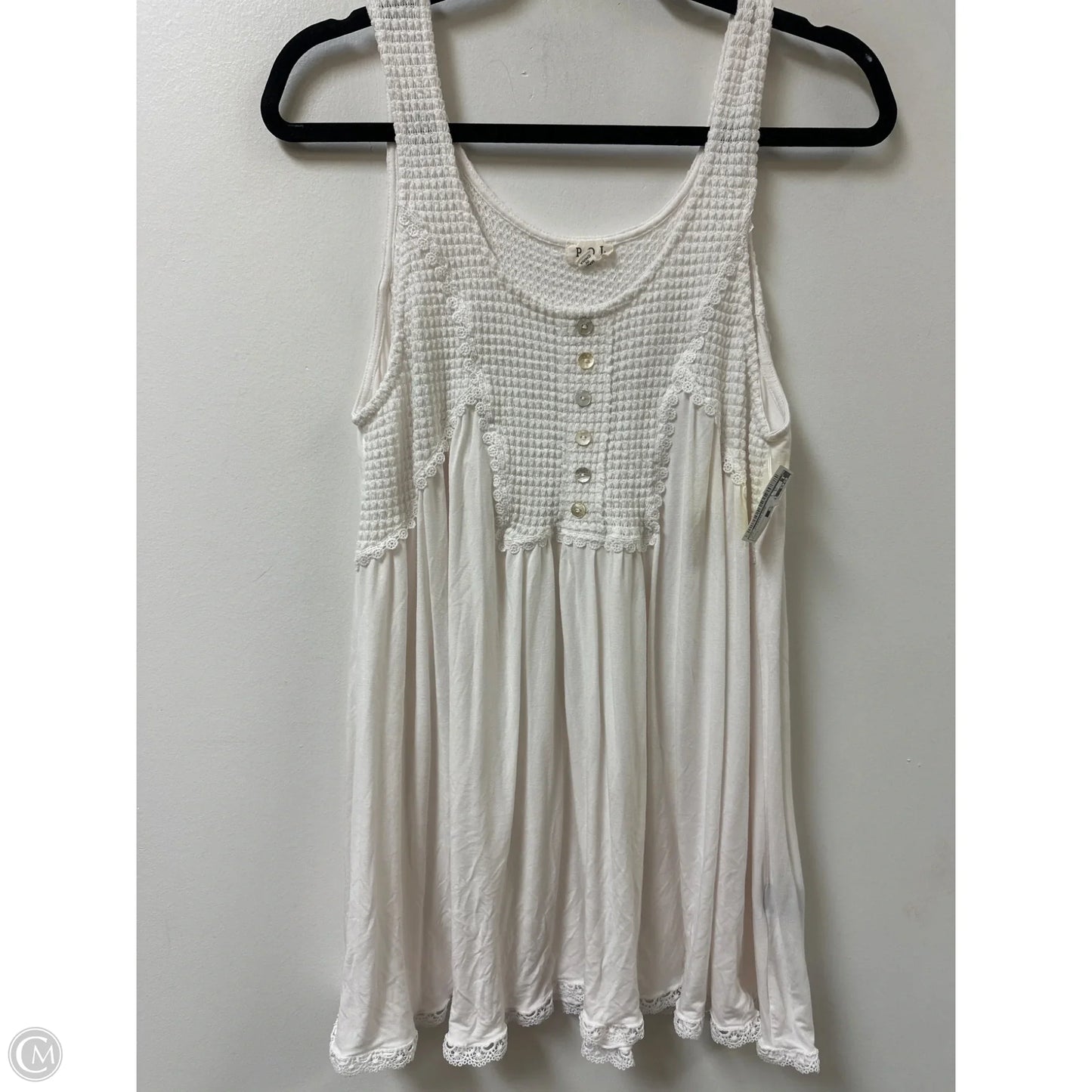 Top Sleeveless By Pol In White, Size: L