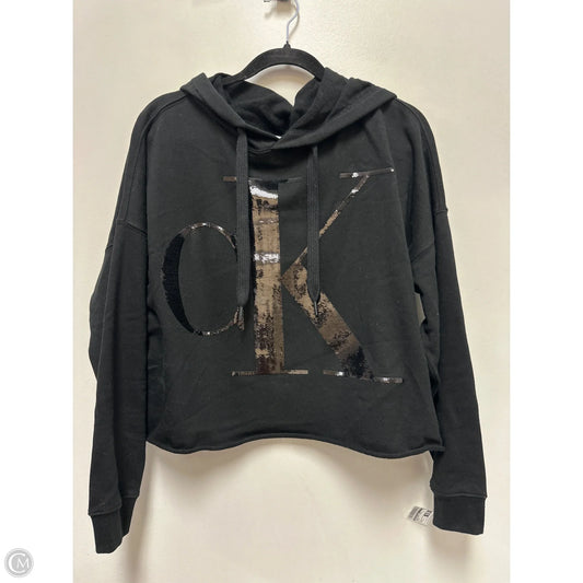 Sweatshirt Hoodie By Calvin Klein In Black, Size: L