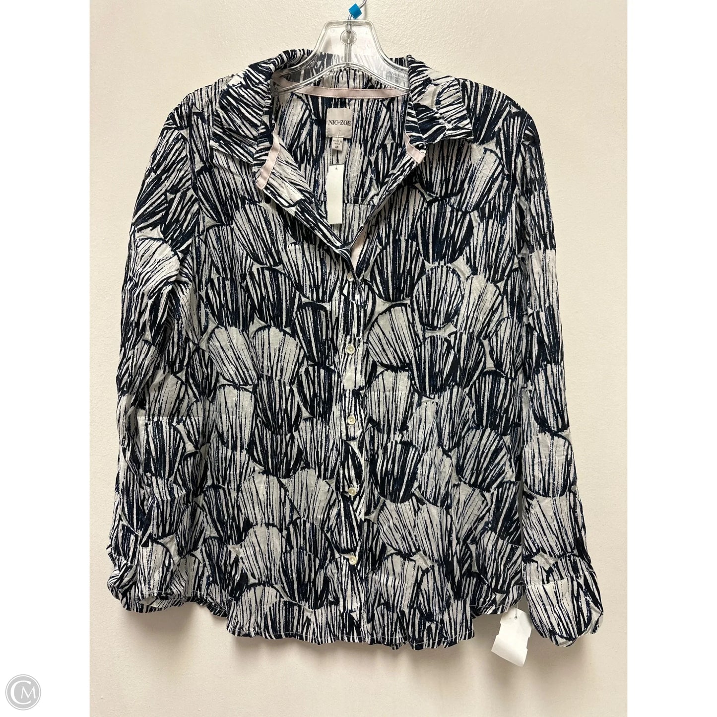 Blouse Long Sleeve By Nic + Zoe In Navy, Size: M