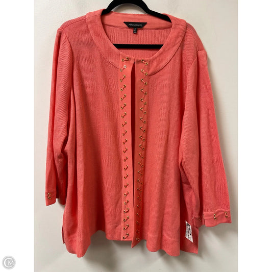 Sweater Cardigan By Ming Wang In Coral, Size: 3x