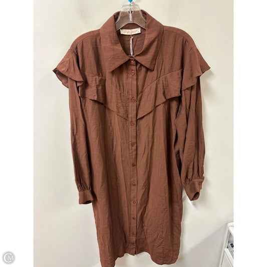 Dress Casual Midi By Clothes Mentor In Brown, Size: L