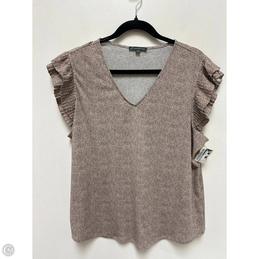 Top Short Sleeve By Adrianna Papell In Cream, Size: Xl