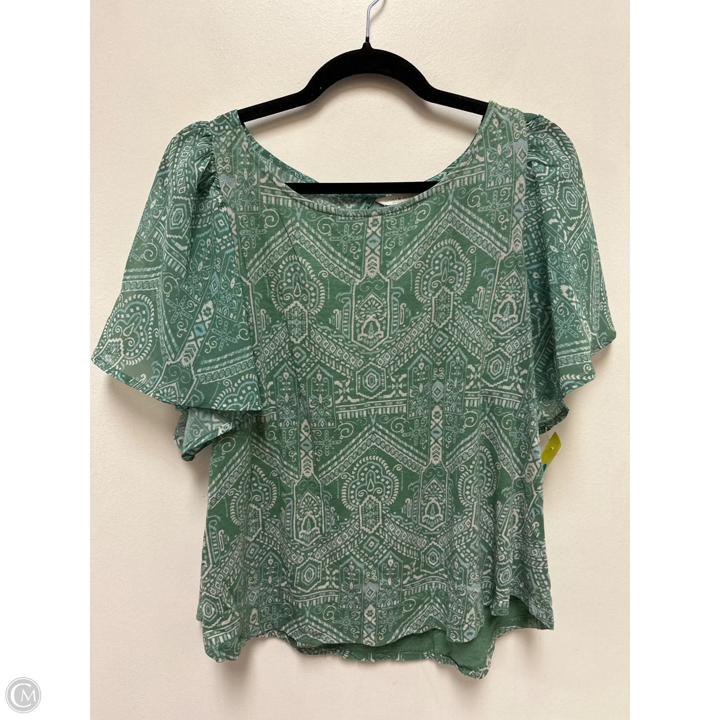 Top Short Sleeve By Lucky Brand In Green, Size: L
