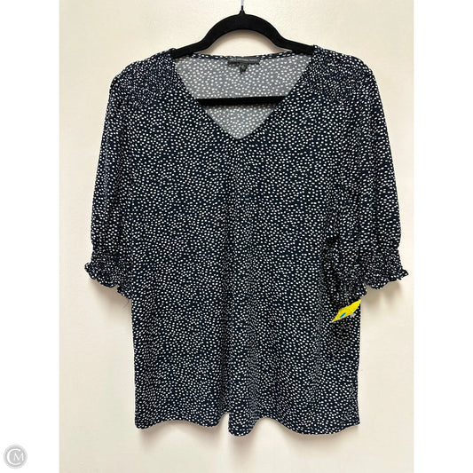 Top Short Sleeve By Adrianna Papell In Navy, Size: L