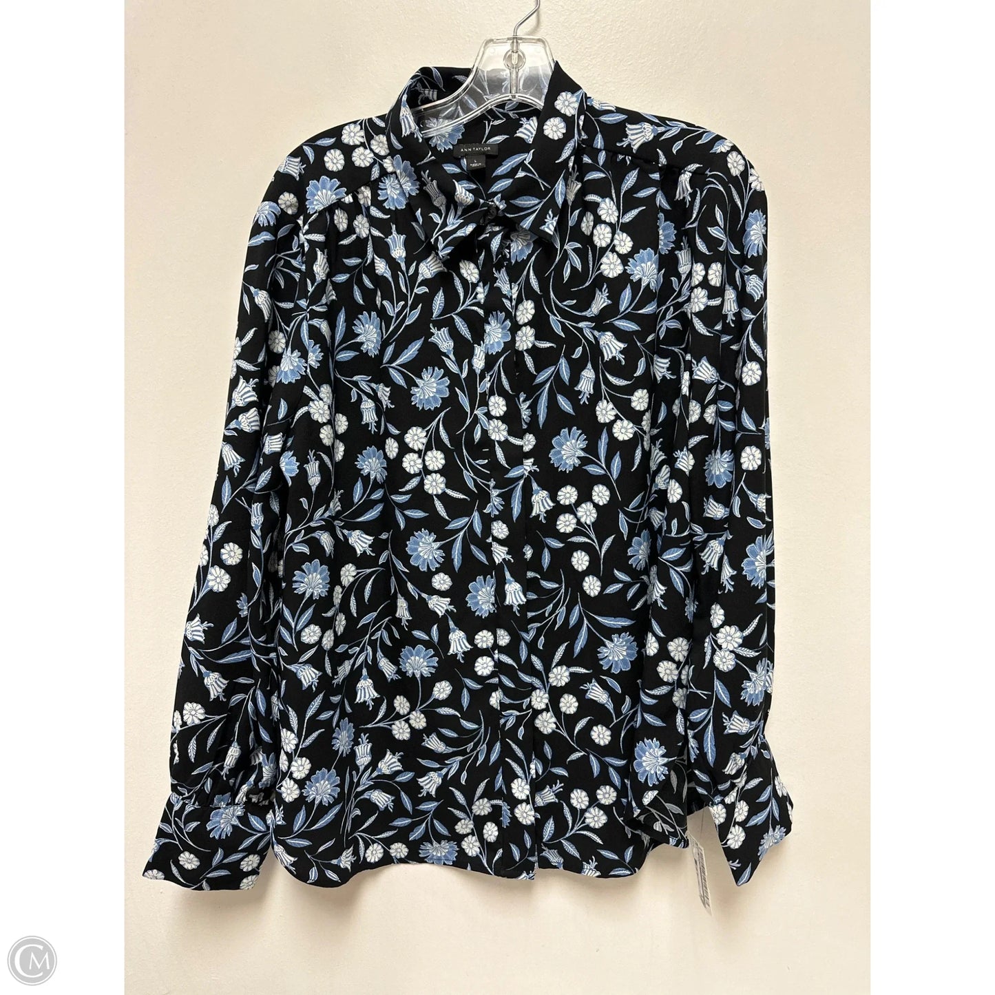 Blouse Long Sleeve By Ann Taylor In Blue, Size: L