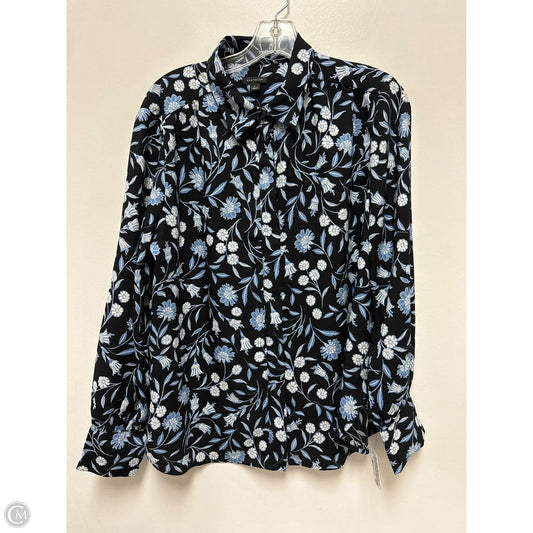 Blouse Long Sleeve By Ann Taylor In Blue, Size: L