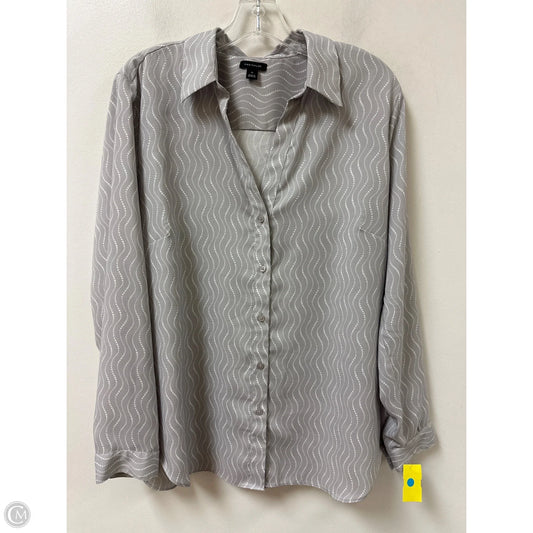 Blouse Long Sleeve By Ann Taylor In Grey, Size: Xl