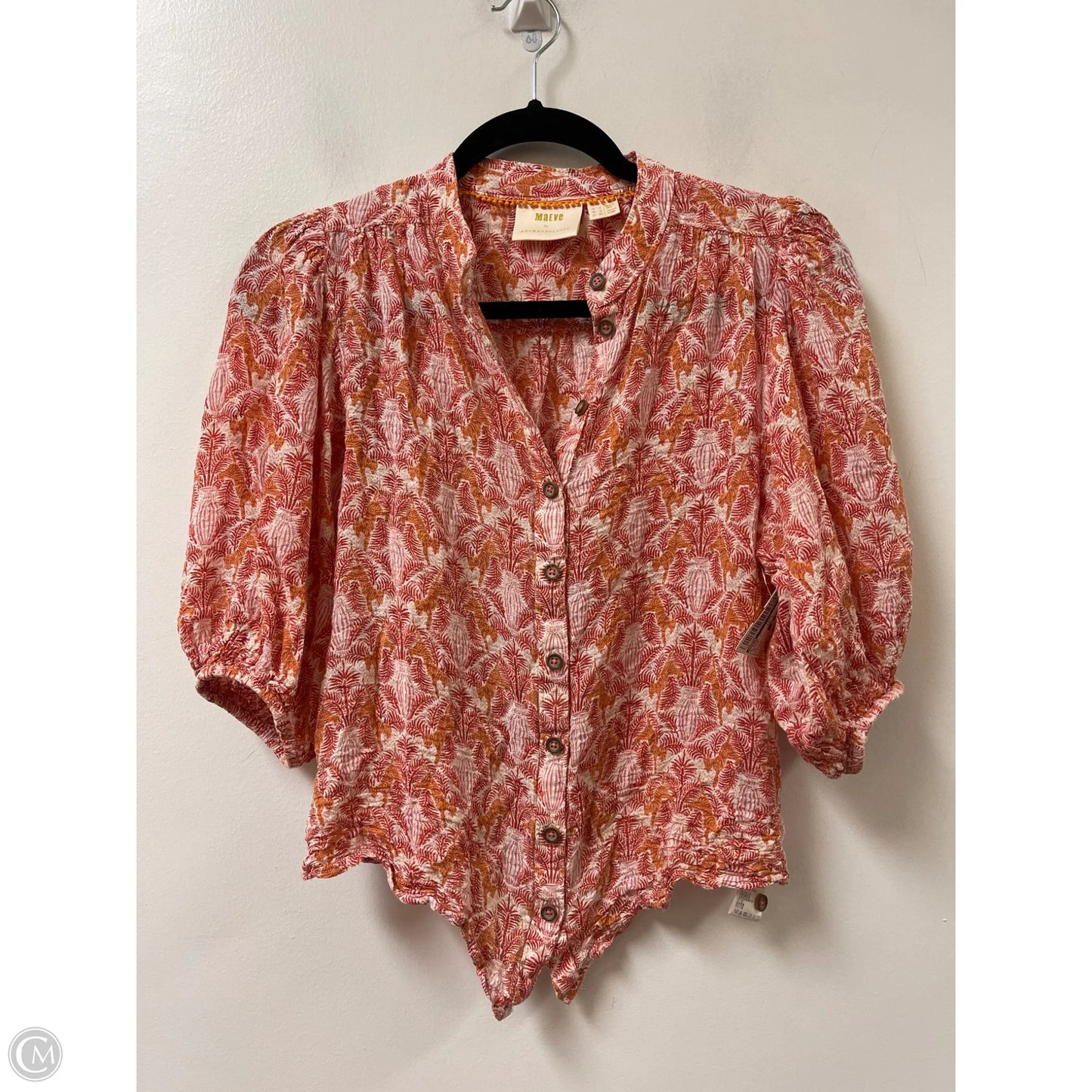 Blouse Short Sleeve By Maeve In Orange, Size: Xs