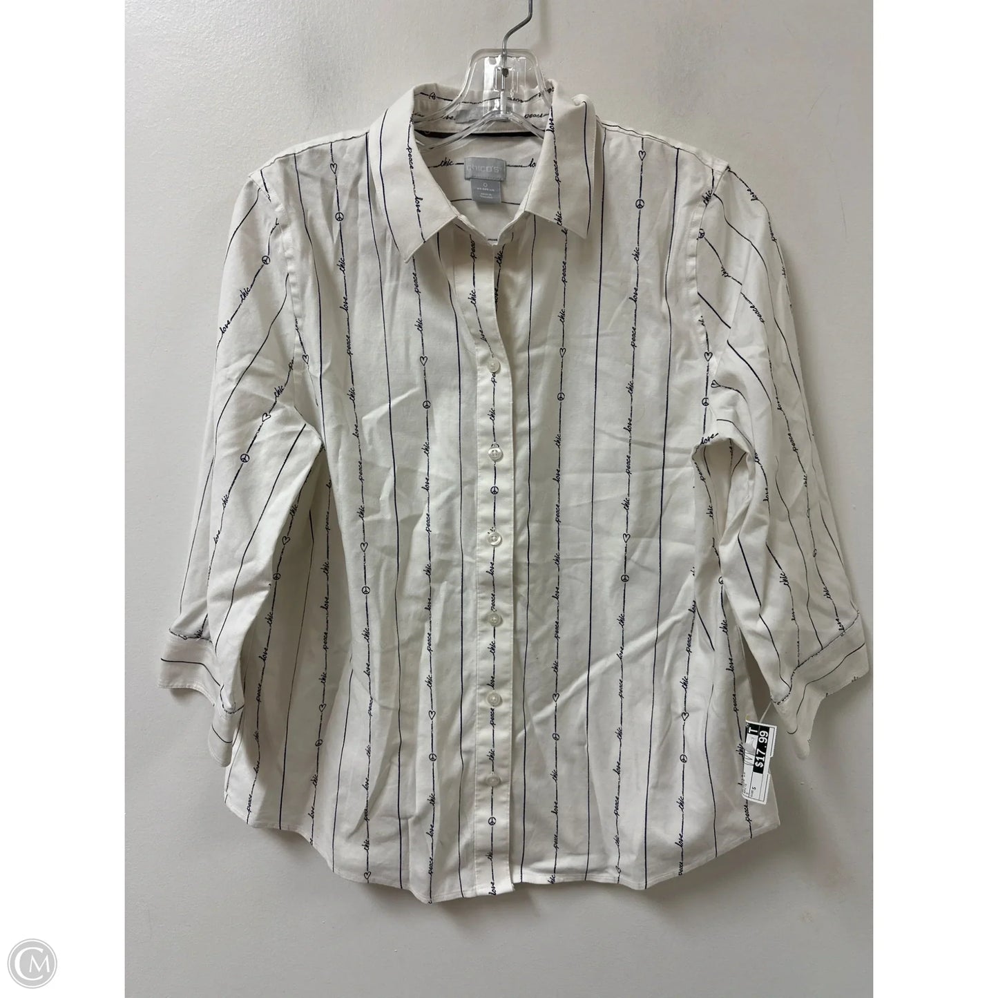 Blouse Long Sleeve By Chicos In White, Size: S