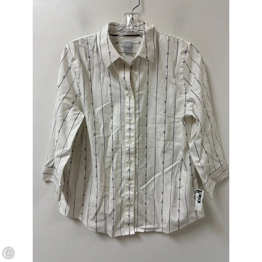 Blouse Long Sleeve By Chicos In White, Size: S