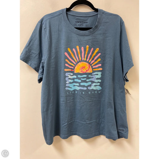 Top Short Sleeve By Life Is Good In Blue, Size: 2x