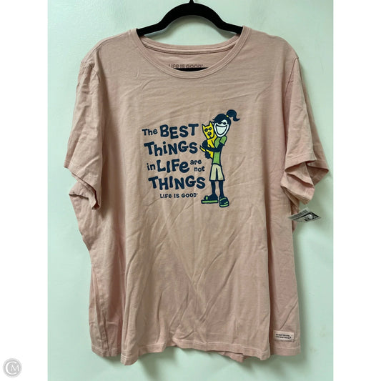 Top Short Sleeve By Life Is Good In Pink, Size: 2x
