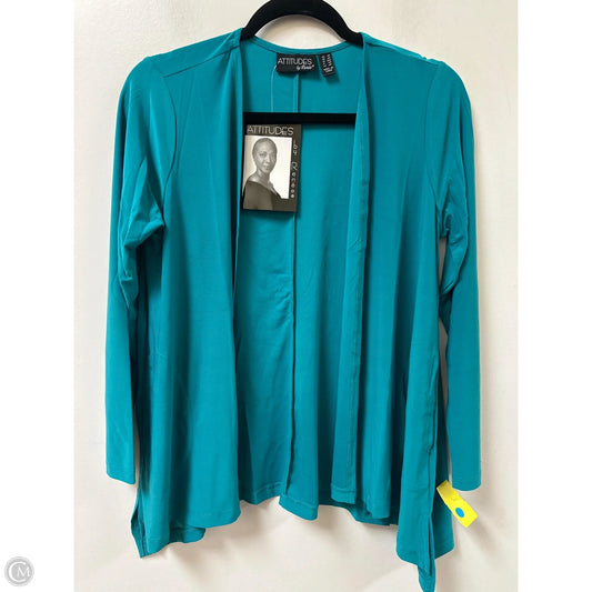 Sweater Cardigan By Attitude In Teal, Size: S