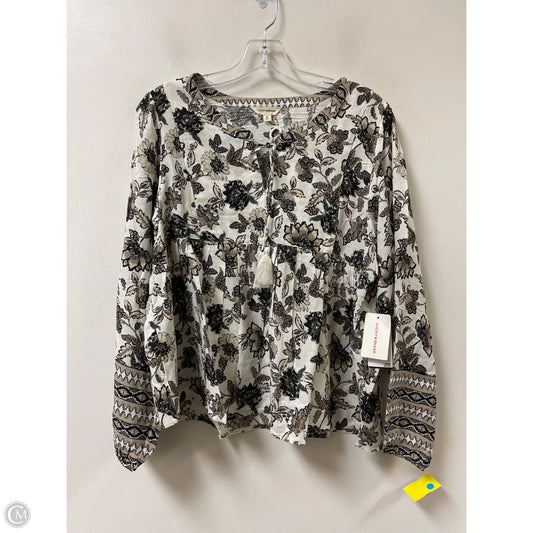 Top Long Sleeve By Lucky Brand In Black & Cream, Size: M