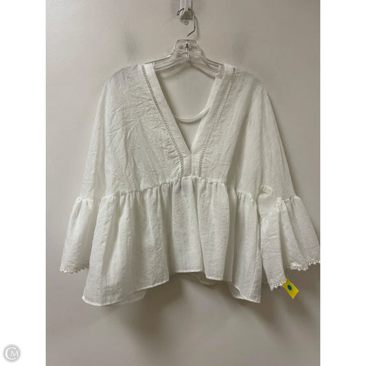 Top Long Sleeve By Zara In White, Size: L
