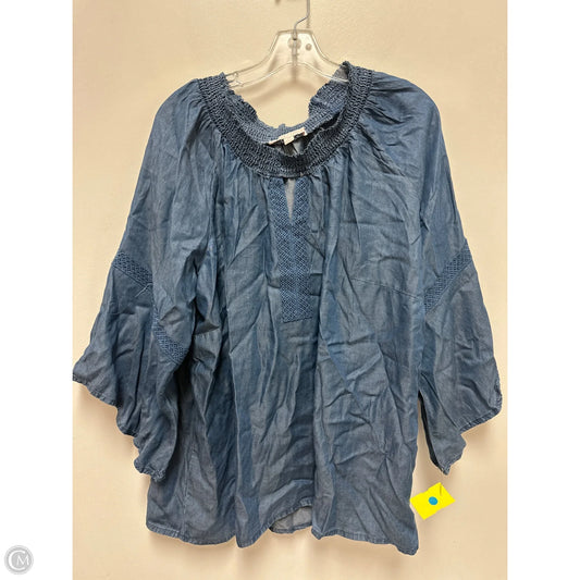 Top Long Sleeve By Clothes Mentor In Blue, Size: 2x