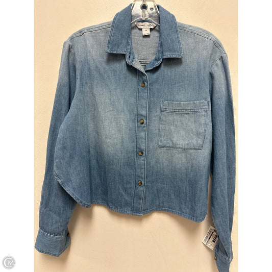Blouse Long Sleeve By Old Navy In Blue Denim, Size: Xs