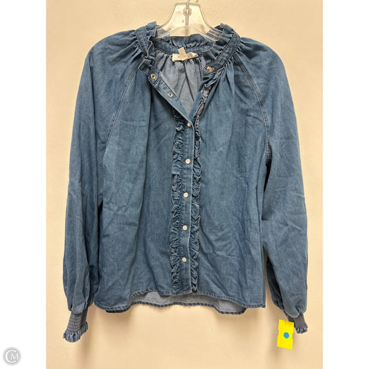 Blouse Long Sleeve By &merci In Blue Denim, Size: S