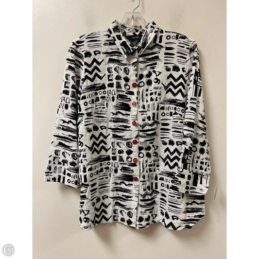 Blouse Long Sleeve By Ali Miles In Black & White, Size: S
