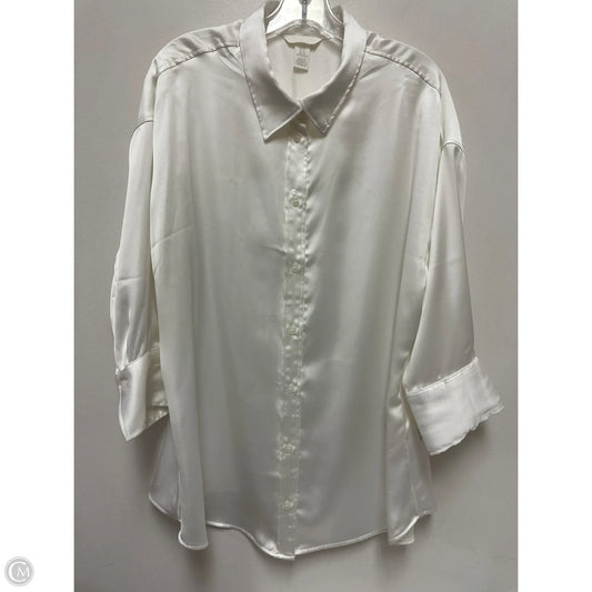 Blouse Long Sleeve By H&m In White, Size: Xl