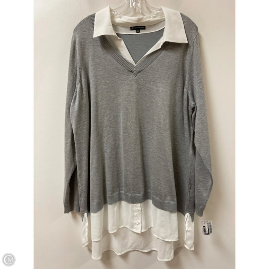 Top Long Sleeve By Adrianna Papell In Grey, Size: 2x
