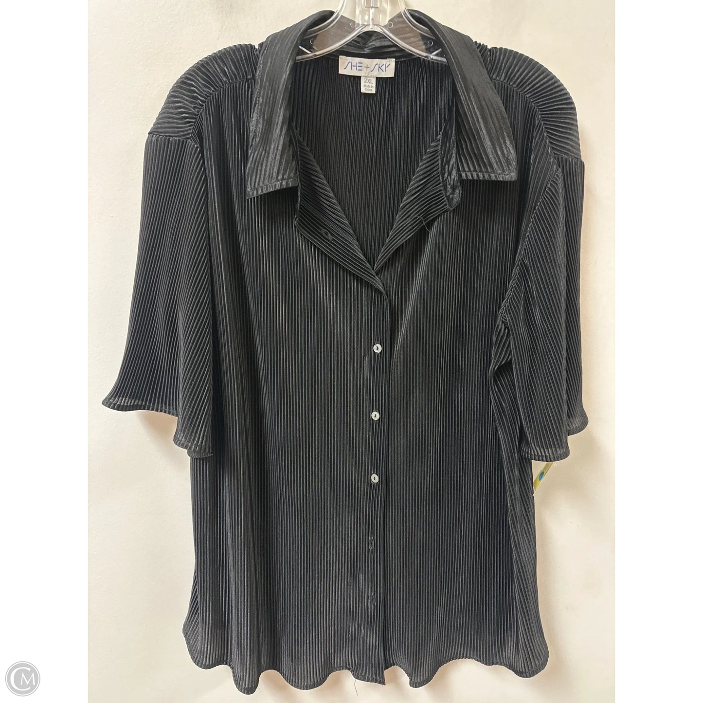 Blouse Short Sleeve By She + Sky In Black, Size: 2x