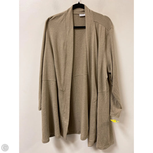 Sweater Cardigan By Susan Graver In Tan, Size: 3x
