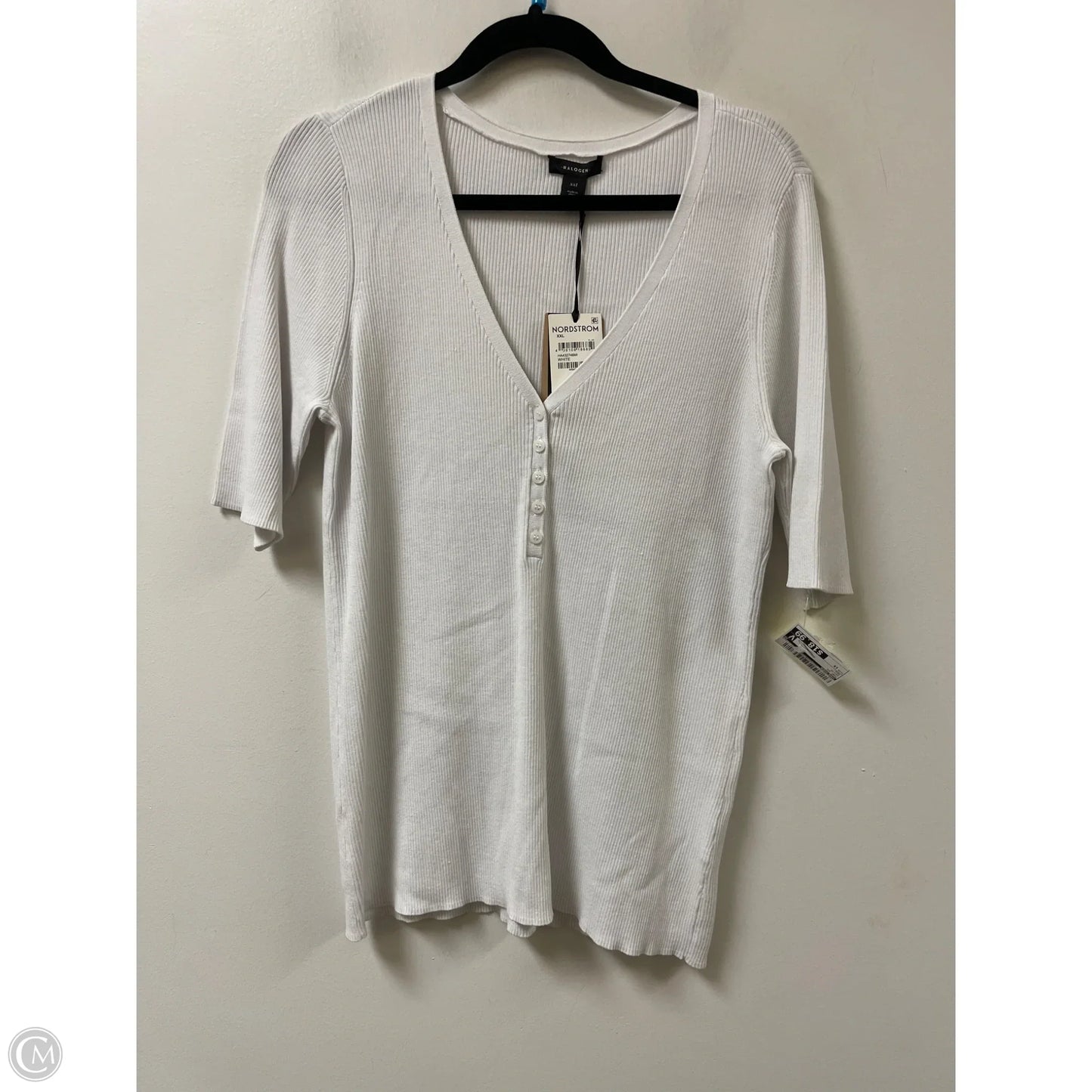 Top Short Sleeve By Halogen In White, Size: 1x