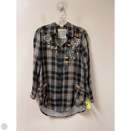 Tunic Long Sleeve By Clothes Mentor In Plaid Pattern, Size: Xs