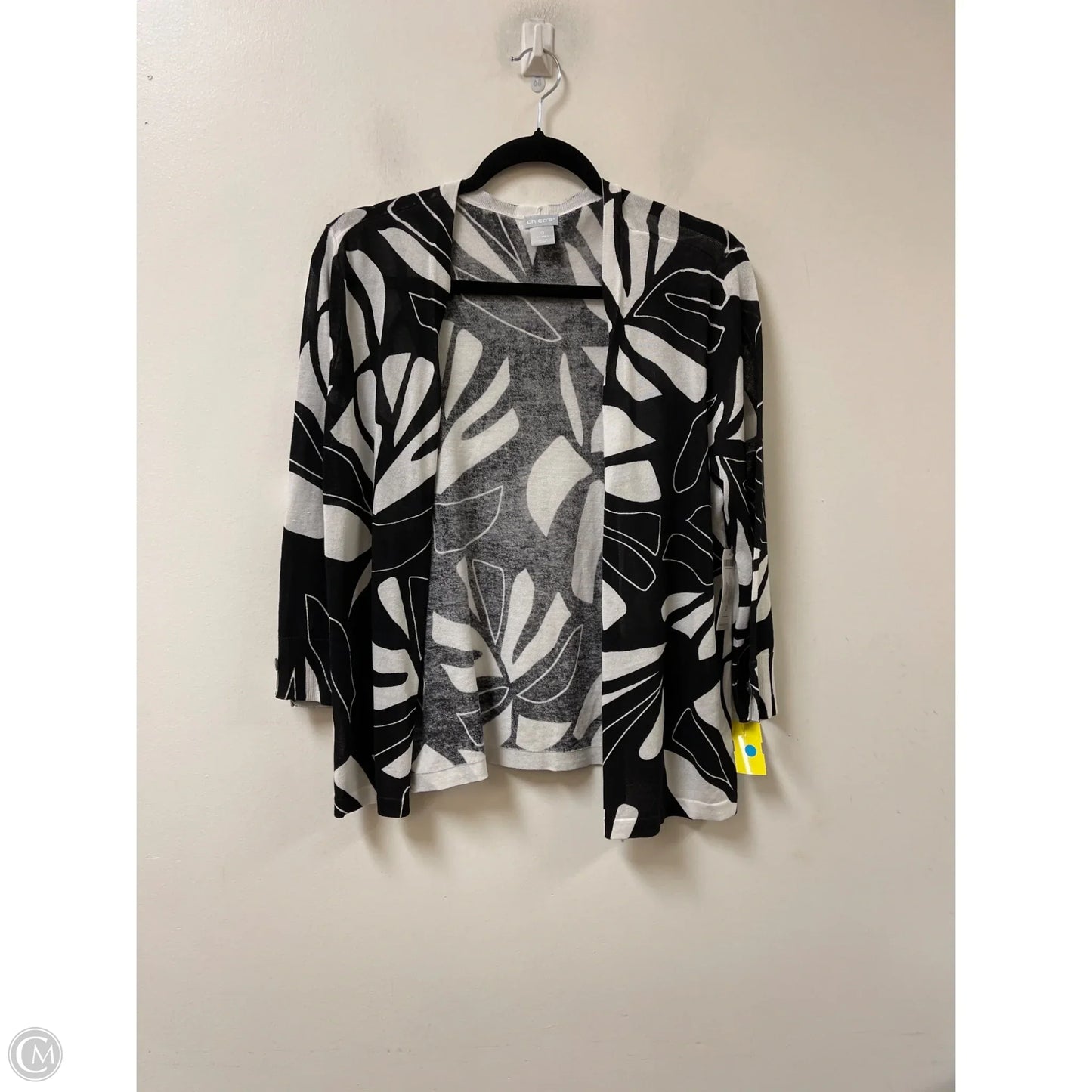 Sweater Cardigan By Chicos In Black & White, Size: S