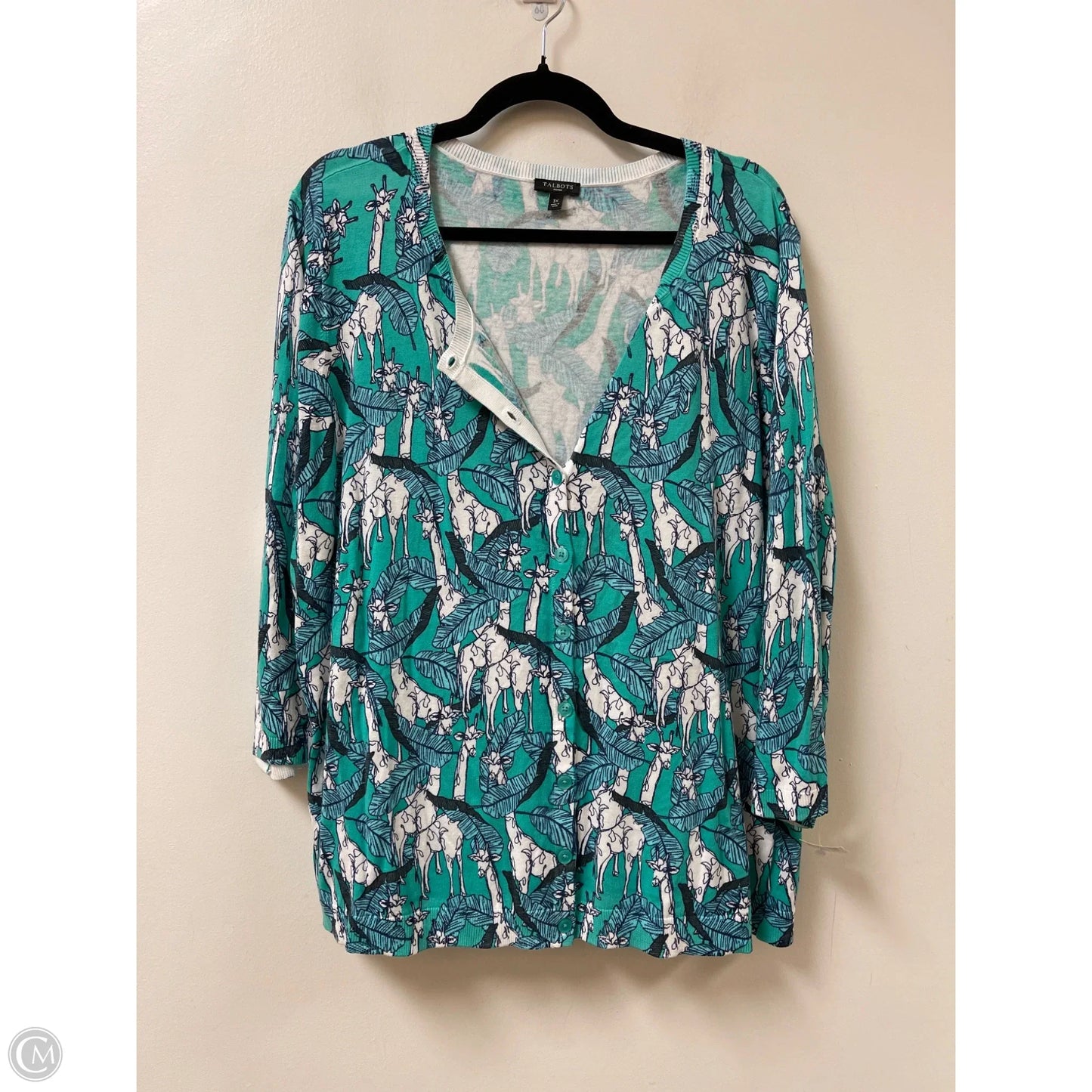 Sweater Cardigan By Talbots In Blue & Green, Size: 3x