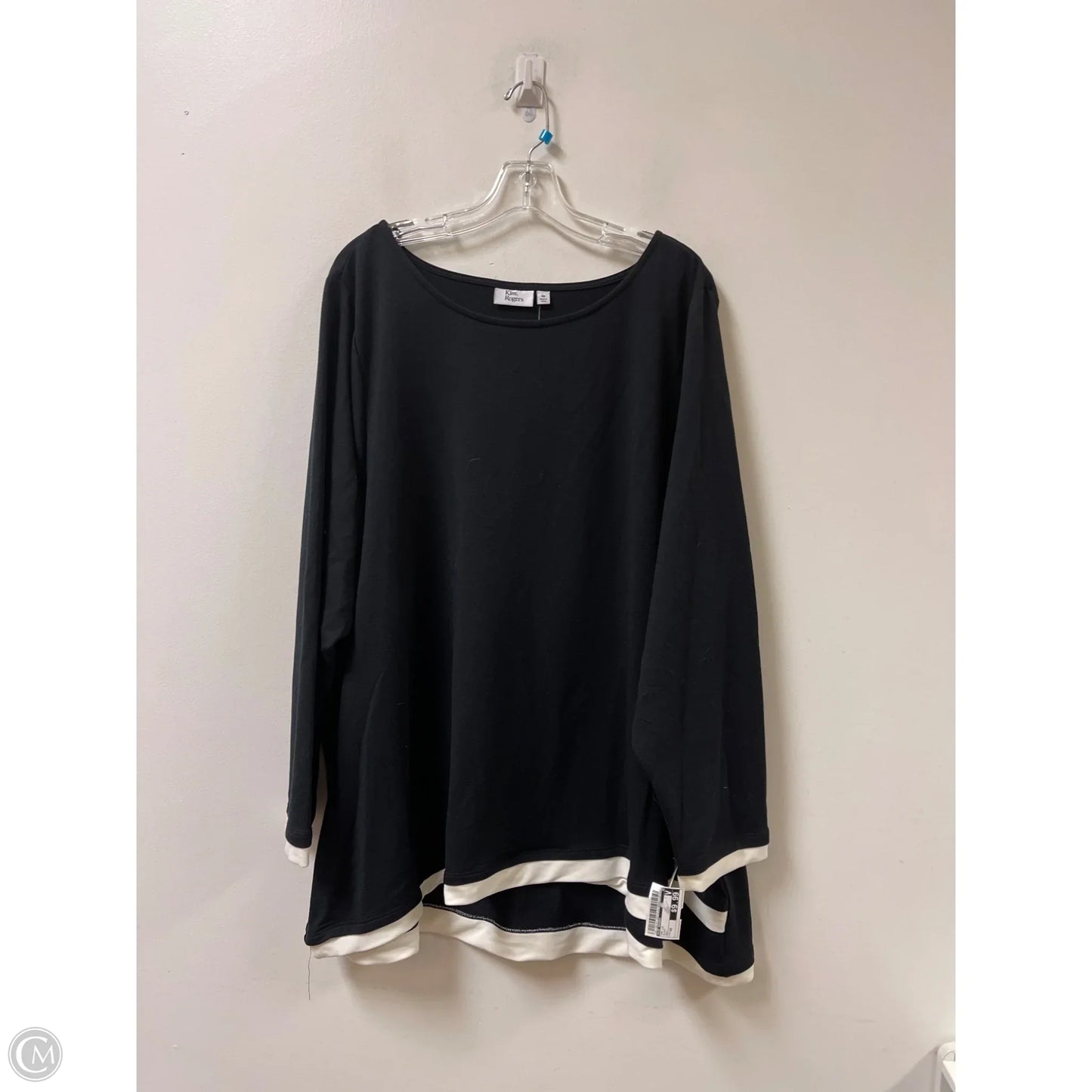 Top Long Sleeve By Kim Rogers In Black, Size: 4x