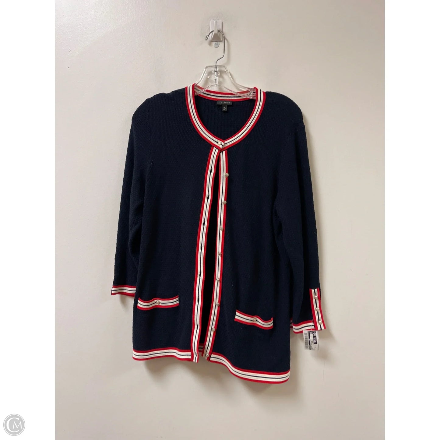 Sweater Cardigan By Talbots In Navy, Size: M