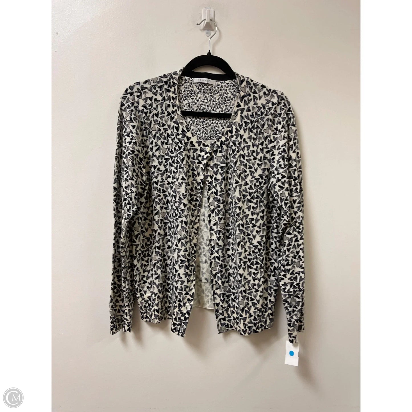 Sweater Cardigan By Foxcroft In Black & Cream, Size: S