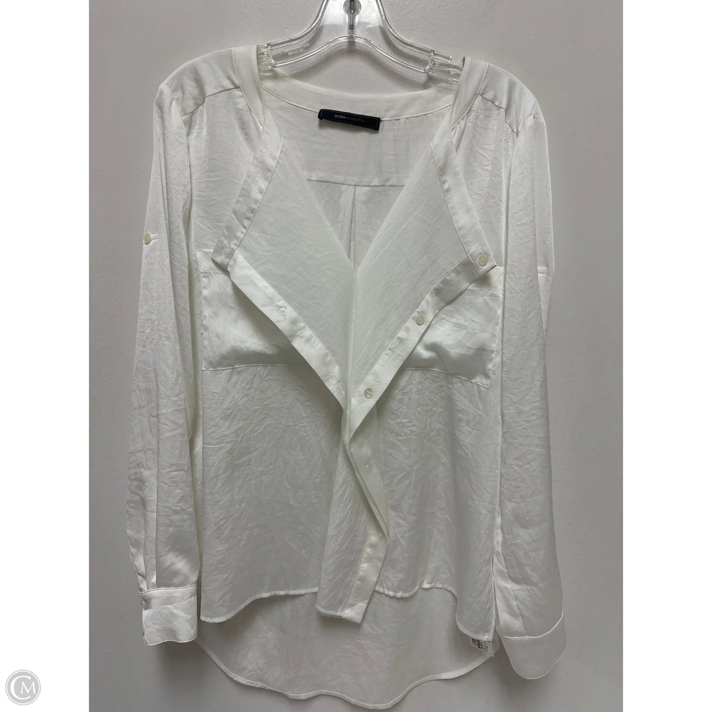 Blouse Long Sleeve By Bcbgmaxazria In White, Size: 1x