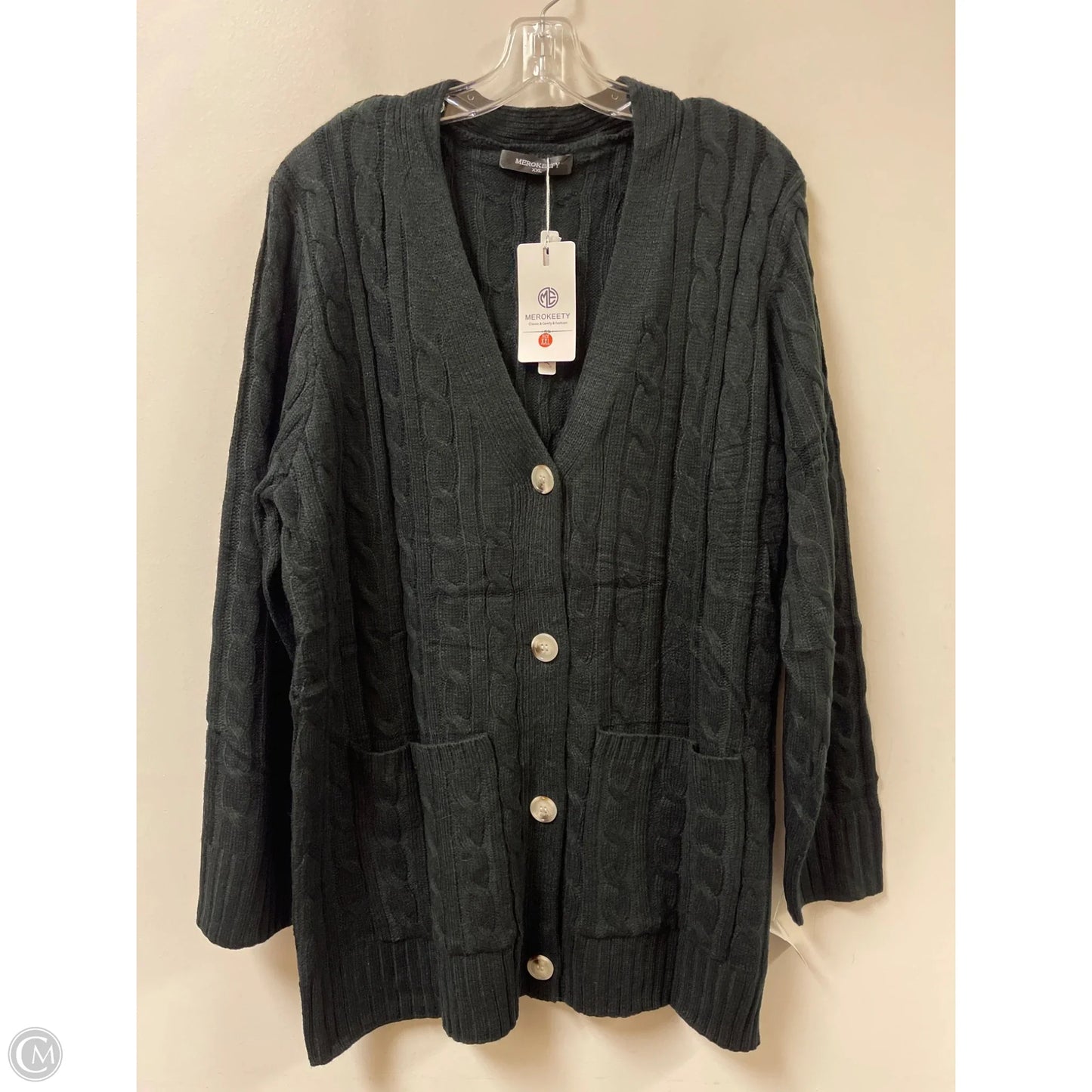 Sweater Cardigan By Merokeety In Black, Size: 1x